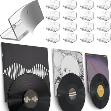 Imagem de Modern JP Suporte de parede de vinil adesivo (pacote com 16) – álbum e disco de exibição dupla, suporte de disco de fixação forte, fácil instalação segura para gravação, suporte de parede de álbum