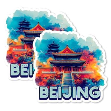 Imagem de Ímã Pequim China 10 cm Pacote com 2 Grande Parede - Ímãs de Viagem Decorativos de Vinil Forte para Geladeira Armário Cozinha Escritório - Bonito Divertido Estética Legal Durável e Lembrança de Longa