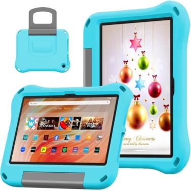 Imagem de Riaour Capa infantil para tablet de 10 polegadas (compatível com 13ª/11ª geração 2023/2021) (incompatível com iPad Samsung de 10 polegadas), capa infantil leve e à prova de choque com alça conversível