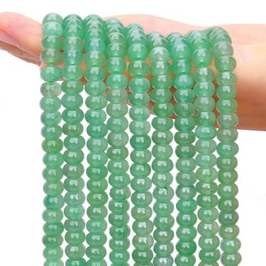 Imagem de AUREHEN 2 fios (150 peças) contas de rondelle de aventurina verde natural, 5 * 8 mm pedras preciosas espaçadoras soltas contas de disco de ábaco para pulseira faça você mesmo, colar, brincos