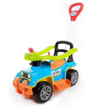 Imagem de Carrinho de Brinquedo Jip Jip Infantil Empurrador Colorido Anel de Proteção, Haste para Pais, Buzina, Chave com Som, Ideal para Crianças a Partir de 9 Meses Suporta até 30kg