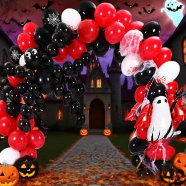 Imagem de Soulchen 148 Pcs Halloween Balloon Arch Kit Scary Halloween Birthday Party Decorations Devil Spider Red Black White Bloody Hand Balloons Different Sizes for Party Supplies