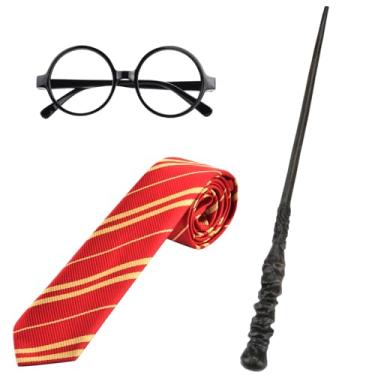 Imagem de Abitoncc 5PCS Wizard Costume Accessories Set Cosplay Props Gifts Magic Wand Tie Necklace Eyeglass Frame for Kids Birthday Halloween Dress-Up Party