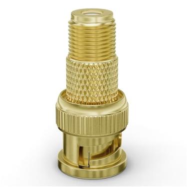 Imagem de THE CIMPLE CO Adaptador coaxial Gold RF (F81) e BNC - Pacote com 10 - Conector BNC macho para fêmea F81 (F-Pin), adaptador, acoplador e conversor - para RG11, RG6, RG59, RG58, SDI, HD SDI, CCTV