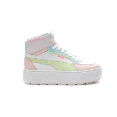 Imagem de PUMA Tênis unissex infantil Karmen Rebelle Mid, Puma Branco - pistache - giz rosa, 4 Big Kid
