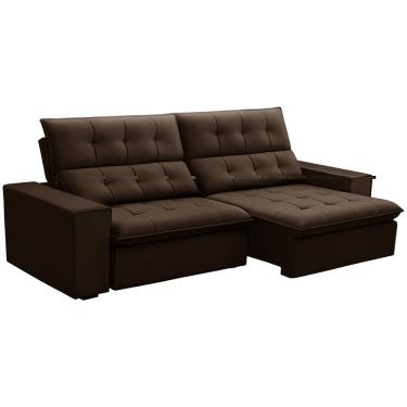 Imagem de Sofá Retrátil Reclinável Para Sala 3 Lugares 250cm Vincent F04 Veludo Marrom - Lyam Decor
