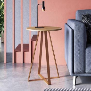 Imagem de Mesa Lateral de Apoio com pés metálicos 45X45cm Complementos Artesano,