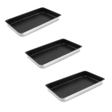 Imagem de Kit 03 Assadeiras Antiaderente Forno GN 52,5x32,0x6,2 - ABC