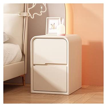 Imagem de Mesa de cabeceira de madeira mesa de cabeceira estilo creme extra estreita pequena mesa de cabeceira quarto casa mesa de cabeceira (cor: A, tamanho: 35 x 40 x 47 cm)