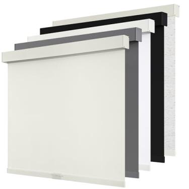 Imagem de SUNOFF Persianas de rolo blackout sem fio para janelas de parada livre, escurecimento de ambiente com sanefa, cortinas de porta de janela de tecido com isolamento térmico para casa, escritório, bege