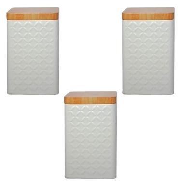 Imagem de Kit 3 Porta Mantimento Tampa Bambu Cozinha Café Açucar Ração