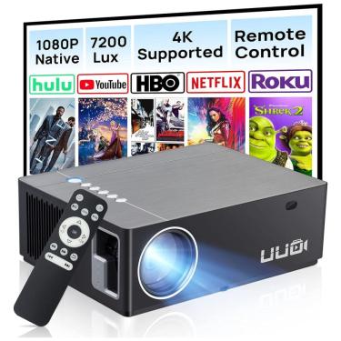 Imagem de Mini Projetor 4K 1080P Ideal para Filmes, Projeta até 300 Polegadas, 110v, UUO P6, Preto