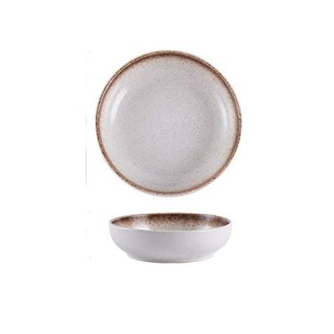 Imagem de Prato de serviço pratos de porcelana redondos de 20 cm, aperitivo pintado à mão, salada, sobremesa, massa, pratos, pratos de almoço seguros para micro-ondas (cor: 1, tamanho: 2 pacotes)