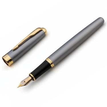 Imagem de Caneta Fina Tinteiro Pena Luxo Presente 24h C. Tinta Tinta Preto Exter