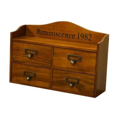 Imagem de WeiLaiKeQi Caixa organizadora de gavetas de madeira, organizadora de mesa, armário decorativo, montagem na parede para cozinha e sala de estar, Marrom