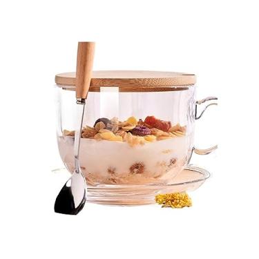 Imagem de Caneca copo de café da manhã com tampa colher capacidade vidro água copo de leite doméstico, excluindo pires caneca de café