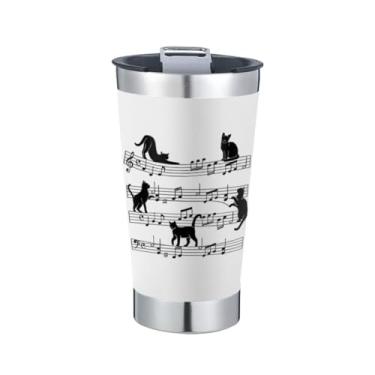 Imagem de Presente Super Copo Térmico Gato Musical Branco Com Tampa e Abridor Chopp - Aço Inox - 473 ML