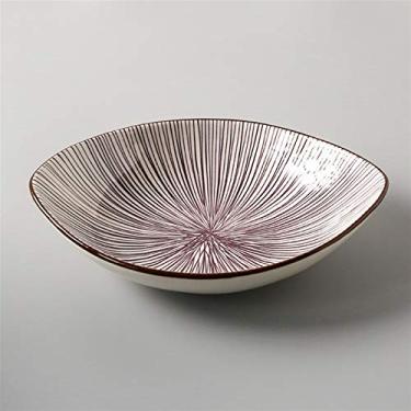 Imagem de Prato de serviço em estilo japonês, prato de cerâmica para uso doméstico, personalidade criativa, placa de jantar colorida, prato quadrado, 20 cm, prato de arroz (cor: R)