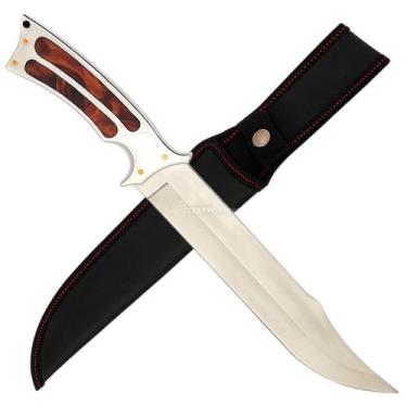 Imagem de Faca Full Tang 38cm Lâmina Inox 25cm, Cabo em Aço e Resina com Capinha
