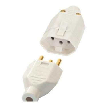 Imagem de Plugue Macho e Femea 3 Pinos 10A Fame Cinza