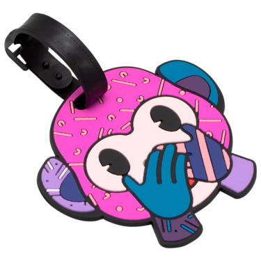 Imagem de Identificador de Bagagem Silicone Emoji by Britto Rosa com Alça Ajustável