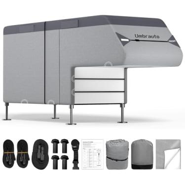 Imagem de Umbrauto Capa de trailer de caminhão serve para capas de trailer de trailer de 3 a 3,6 m, 7 camadas superiores, proteção à prova d'água para todas as estações com capa de calha, tiras à prova de vento