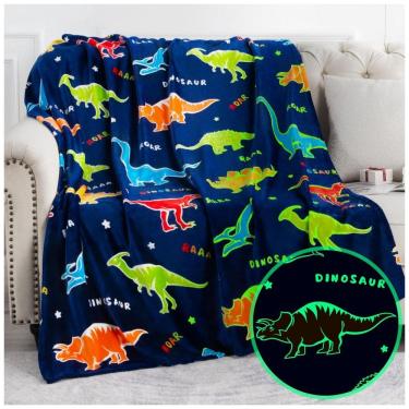 Imagem de Cobertor de Dinossauro que Brilha no Escuro Presente Divertido para Meninos e Meninas - Melhor Presente de Natal, Aniversário, Levens,