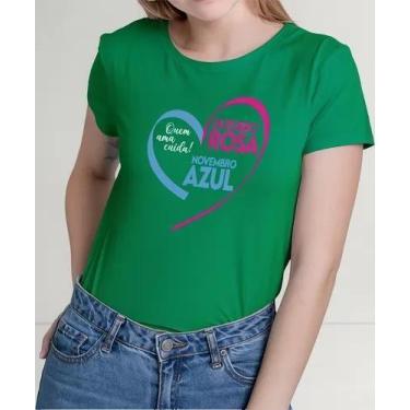 Imagem de Camiseta Camisa Algodão Feminina Masculina Adulto Campanha Outubro Ros