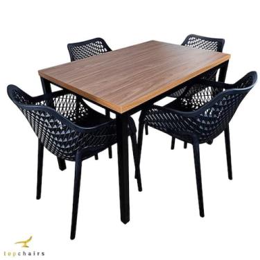 Imagem de Conjunto Mesa Flex 1.10 x 72 + 4 Poltronas Suits Preta - Top Chairs