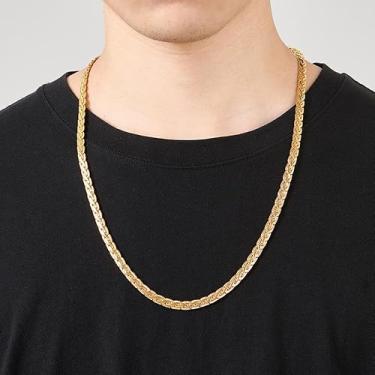 Imagem de Colar masculino de aço inoxidável grosso cubano com elos de corrente banhada a ouro 14 quilates, prata/preto/rosa, joia moderna, 26inch, Aço inoxidável, Sem Pedra Preciosa