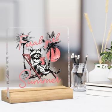 Imagem de Decoração de verão, praia, guaxinim, litoral, placa acrílica, mesa, decoração para casa, casa de fazenda, sala de praia, casa de campo, quarto, cozinha