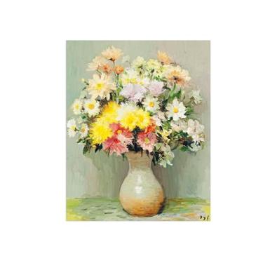Imagem de Pôster e impressões em tela de flores vintage - reprodução de pintura de arte de parede famosa - Margaridas - imagens para sala de estar 50 x 65 cm 20 x 26 polegadas sem moldura