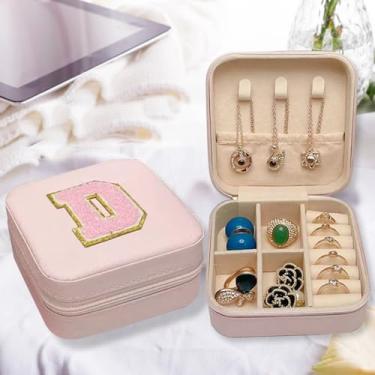 Imagem de Pequena caixa de joias de viagem, caixa de joias quadriculada portátil de couro, organizador de anéis de joias, porta-joias, caixas de presente para meninas, mulheres, tabuleiro de xadrez preto e