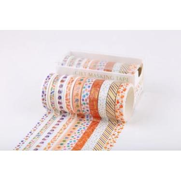 Imagem de Conjunto de adesivos Washi com 10 rolos de 2 metros, adesivos decorativos para artes faça-você-mesmo artesanato material de diário scrapbook cartão embrulho