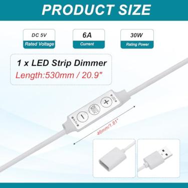 Imagem de Generic Dimmer de faixa de LED, interruptor de botão de lâmpada controlador ajustável CC 5V 6A com conectores USB para tiras de cor única, branco