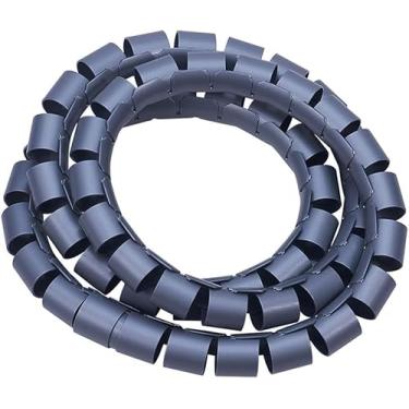 Imagem de 1 peça de envoltório de cabo espiral, 1 m de comprimento 20 mm de diâmetro, capas de fio espiral para organizador de fios elétricos de computador, cinza