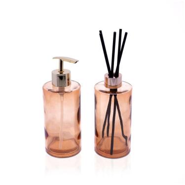 Imagem de Kit Difusor E Porta Sabonete Liquido De Vidro Laranja