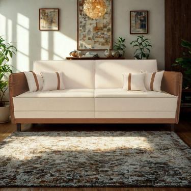 Imagem de Sofá 3 Lugares Modular Filipi 2,12m Sala Recepção Clínica Cor:corino Bege-corino Terracota
