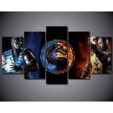 Imagem de Kit quadro decorativo 5 peças 95x60cm Jogo De Luta