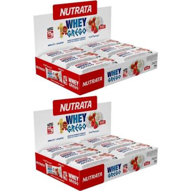 Imagem de Kit 2X Barra Whey Grego Bar - 12 Unidades de 40g Morango com Chantilly - Nutrata-Masculino
