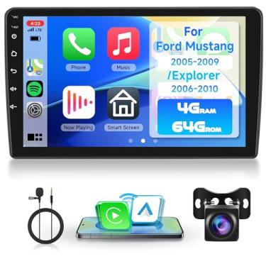 Imagem de Estéreo automotivo Android 4 + 64 G para Ford Explorer 2006-2010/Mustang 2005-2009 com Carplay sem fio Android Auto, tela sensível ao toque de 26 cm, rádio do carro, espelho, Wi-Fi, GPS, Bluetooth, FM