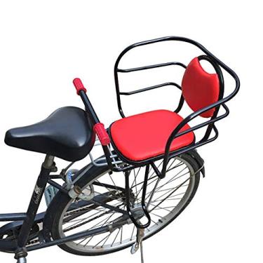 Imagem de JOEUQK Assento traseiro de bicicleta infantil, assento de segurança para bicicleta de bebê com apoio de braço de proteção e pedal estável compatível com bicicletas masculinas e femininas, carga fácil