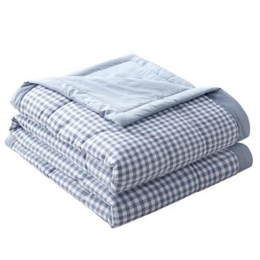 Imagem de Cobertor de cama de algodão refrescante, edredom térmico, dupla face, efeito frio, cobertor de fibra macia, reversível, colcha macia para o verão, ar-condicionado, colcha