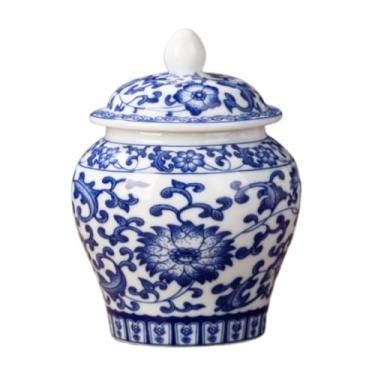 Imagem de Jarra de gengibre, pote de gengibre, cerâmica chinesa, vasos florais com tampa, vaso de porcelana esmaltado dourado, potes de templo, jarras de armazenamento de chá, vasos decorativos para decoração