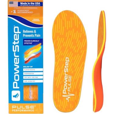 Imagem de Powerstep Palmilha de desempenho pulso, inserção de tênis de corrida, fascite plantar e suporte de arco neutro, amortecimento máximo, laranja, masculino 14-15