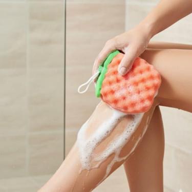 Imagem de Esponja de Banho Bucha Corporal Esfoliante em Formato de Fruta Vermelha Macia Autocuidado Pendurável Decorativa Secagem Rápida