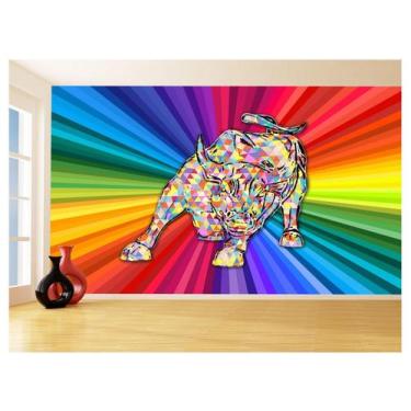 Imagem de Papel De Parede 3D Animais Pop Art Touro Bull 3,5M Pxa187 - Você Decor
