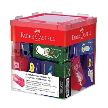 Imagem de Apontador com Deposito Pets, Faber-Castell, 125PETZF, Multicor, pacote de 25, Cor: 4 cores sortidas (Vermelho, Verde, Azul, Roxo)