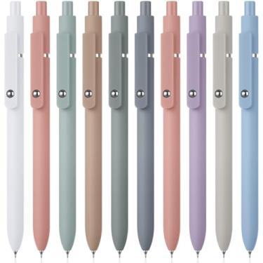 Imagem de Epakh Canetas de gel, 10 canetas esferográficas estéticas retráteis de 0,5 mm de secagem rápida, tinta preta, ponta fina, para escritório, material escolar, mulheres, homens, presentes (colorido