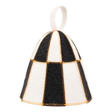 Imagem de Conjunto de 2 Toucas de Sauna Xadrez, Touca Banya Proteção Capilar Xadrez Preto e Branco em Lã Proteção Térmica Acessórios para Sauna para Homem e Mulher